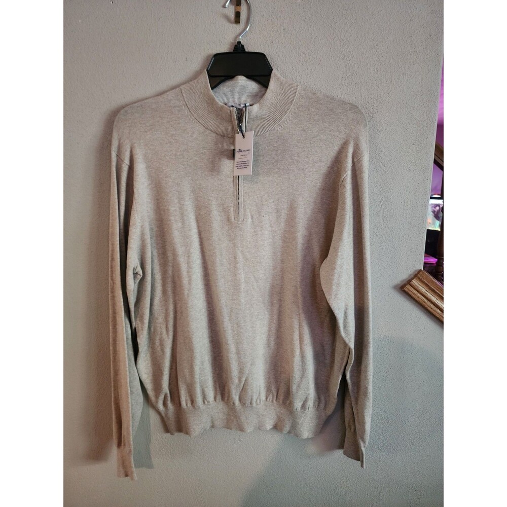 Peter Millar Crown Soft 1/4 Zip Sweater Men's XL Beige Silk Cashmere Blend NWT